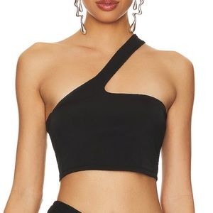 NWT AFRM Asymmetrical Black Crop Top